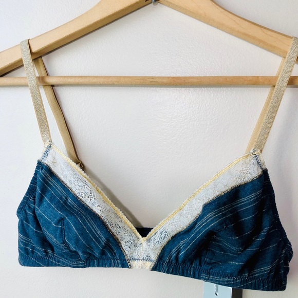 Vanity Fair Other - VANITY FAIR Bralette Lace detail Blue Gold